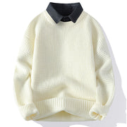 Buddha Stones Winter Black Stand Collar Waffle Pattern Warm Men's Long Sleeve Knitted Sweater - White - US/UK/AU44，EU54 (4XL) - image 11