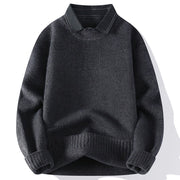 Buddha Stones Winter Black Stand Collar Plaid Pattern Warm Men's Long Sleeve Knitted Sweater - DarkGray - US/UK/AU44，EU54 (4XL) - image 5