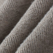 Buddha Stones Winter Black Stand Collar Plaid Pattern Warm Men's Long Sleeve Knitted Sweater - image 3