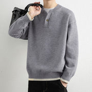 Buddha Stones Winter V-Neck One Button Design Warm Men's Long Sleeve Knitted Sweater - image 4