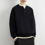 Buddha Stones Winter V-Neck One Button Design Warm Men's Long Sleeve Knitted Sweater - image 9