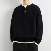 Buddha Stones Winter V-Neck One Button Design Warm Men's Long Sleeve Knitted Sweater - image 12