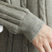 Buddha Stones Winter V-Neck Buttons Twisted Design Warm Men's Long Sleeve Knitted Sweater - image 20