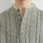 Buddha Stones Winter V-Neck Buttons Twisted Design Warm Men's Long Sleeve Knitted Sweater - image 19