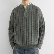 Buddha Stones Winter V-Neck Buttons Twisted Design Warm Men's Long Sleeve Knitted Sweater - image 7