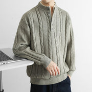 Buddha Stones Winter V-Neck Buttons Twisted Design Warm Men's Long Sleeve Knitted Sweater - image 17