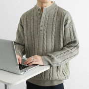 Buddha Stones Winter V-Neck Buttons Twisted Design Warm Men's Long Sleeve Knitted Sweater - image 18