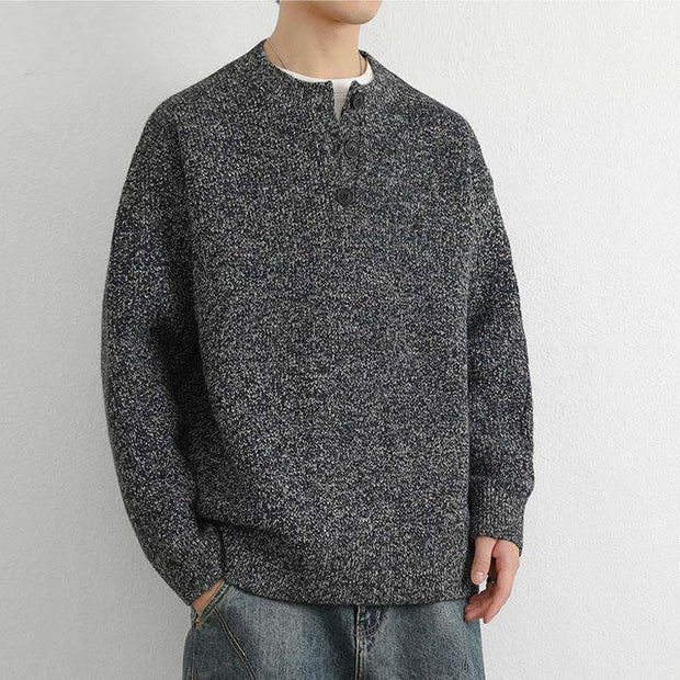 Buddha Stones Winter V-Neck Buttons Ribbed Design Warm Men's Long Sleeve Knitted Sweater - image 22