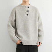 Buddha Stones Winter V-Neck Buttons Ribbed Design Warm Men's Long Sleeve Knitted Sweater - image 6