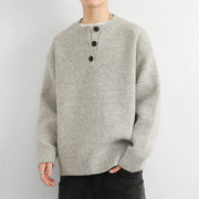 Buddha Stones Winter V-Neck Buttons Ribbed Design Warm Men's Long Sleeve Knitted Sweater - image 9