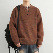 Buddha Stones Winter V-Neck Buttons Ribbed Design Warm Men's Long Sleeve Knitted Sweater - image 4