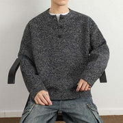 Buddha Stones Winter V-Neck Buttons Ribbed Design Warm Men's Long Sleeve Knitted Sweater - image 23