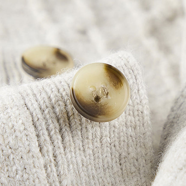 Buddha Stones Winter Crew Neck Three Buttons Twisted Design Warm Men's Long Sleeve Knitted Sweater - image 7