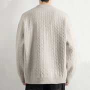 Buddha Stones Winter Crew Neck Three Buttons Twisted Design Warm Men's Long Sleeve Knitted Sweater - image 2