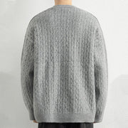 Buddha Stones Winter Crew Neck Three Buttons Twisted Design Warm Men's Long Sleeve Knitted Sweater - image 12