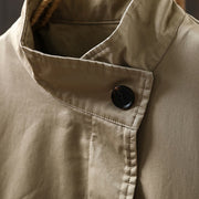 Buddha Stones Fall Buttons Long Sleeve Mid-length Cotton Women's Jacket With Pockets - image 6