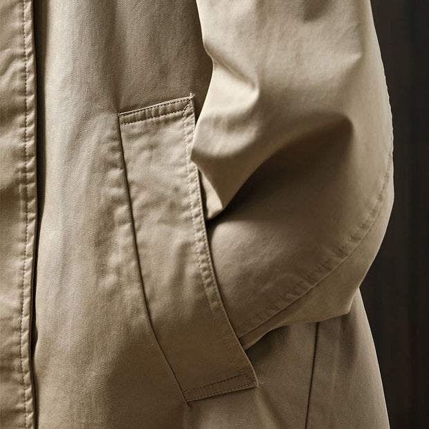 Buddha Stones Fall Buttons Long Sleeve Mid-length Cotton Women's Jacket With Pockets - image 9