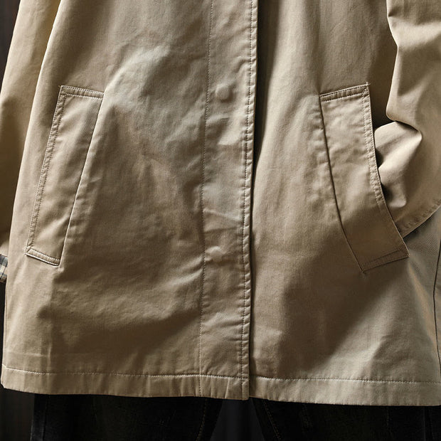 Buddha Stones Fall Buttons Long Sleeve Mid-length Cotton Women's Jacket With Pockets - image 8