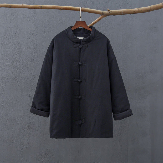 Buddha Stones Winter Solid Frog-Button Long Sleeve Cotton Women's Thermal Jacket With Pockets - image 17