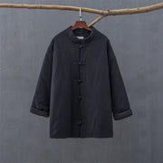 Buddha Stones Winter Solid Frog-Button Long Sleeve Cotton Women's Thermal Jacket With Pockets - image 17