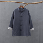 Buddha Stones Winter Solid Frog-Button Long Sleeve Cotton Women's Thermal Jacket With Pockets - image 31