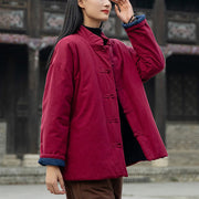 Buddha Stones Winter Solid Frog-Button Long Sleeve Cotton Women's Thermal Jacket With Pockets - image 20