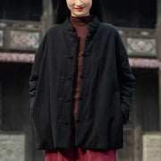 Buddha Stones Winter Solid Frog-Button Long Sleeve Cotton Women's Thermal Jacket With Pockets - image 16