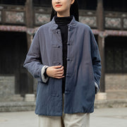 Buddha Stones Winter Solid Frog-Button Long Sleeve Cotton Women's Thermal Jacket With Pockets - image 26