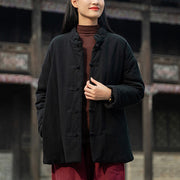 Buddha Stones Winter Solid Frog-Button Long Sleeve Cotton Women's Thermal Jacket With Pockets - image 12