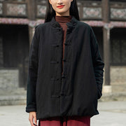 Buddha Stones Winter Solid Frog-Button Long Sleeve Cotton Women's Thermal Jacket With Pockets - image 15