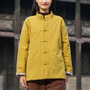 Buddha Stones Winter Solid Frog-Button Long Sleeve Cotton Women's Thermal Jacket With Pockets - image 3