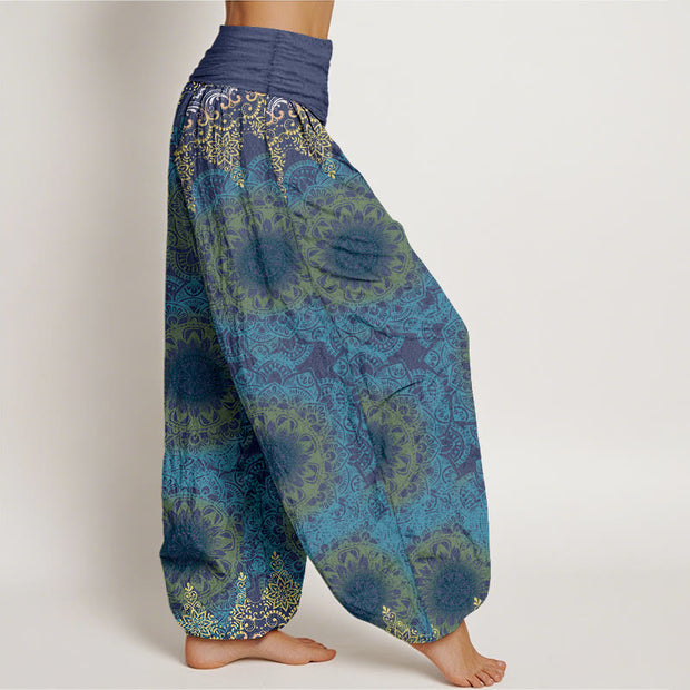 Buddha Stones Pure Cotton Triangular Mandala Patterns Women's Elastic Waist Harem Pants - image 9