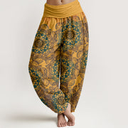 Buddha Stones Cotton Triangular Mandala Patterns Women's Elastic Waist Harem Pants - Gold - US22，UK/AU26，EU54 (6XL) - image 10
