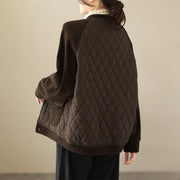 Buddha Stones Diamond Pattern Women's Long Sleeve Thickened Jacket With Pockets - image 5