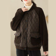 Buddha Stones Diamond Pattern Women's Long Sleeve Thickened Jacket With Pockets - image 4