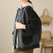 Buddha Stones Diamond Pattern Women's Long Sleeve Thickened Jacket With Pockets - image 13