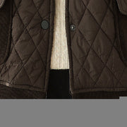 Buddha Stones Diamond Pattern Women's Long Sleeve Thickened Jacket With Pockets - image 8