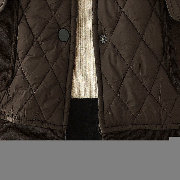 Buddha Stones Diamond Pattern Women's Long Sleeve Thickened Jacket With Pockets - image 8