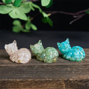Buddha Stones Crystal Chip Epoxy Resin Small Cat Positive Decoration  - image 33