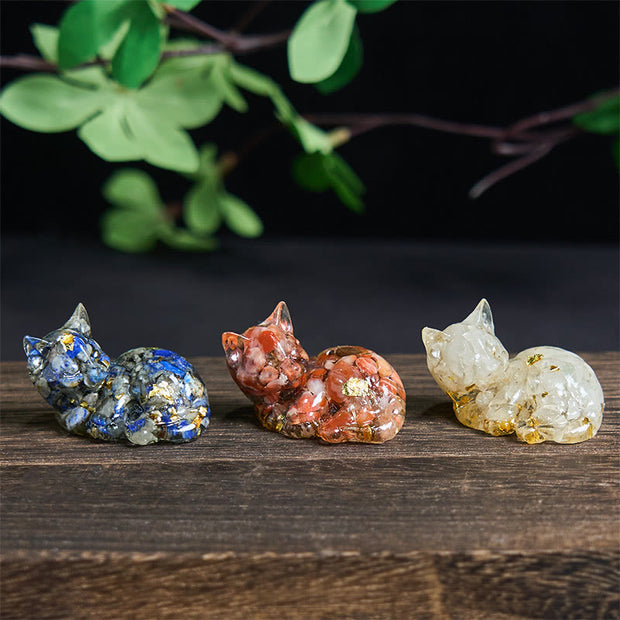 Buddha Stones Crystal Chip Epoxy Resin Small Cat Positive Decoration  - image 31