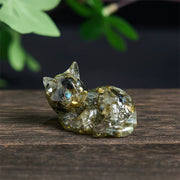 Buddha Stones Crystal Chip Epoxy Resin Small Cat Positive Decoration  - Labradorite(32*43*53mm) - image 22