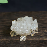 Buddha Stones Crystal Drip Resin Small Frog Passion Decoration Statue - White Turquoise(65*55*38mm) - image 6