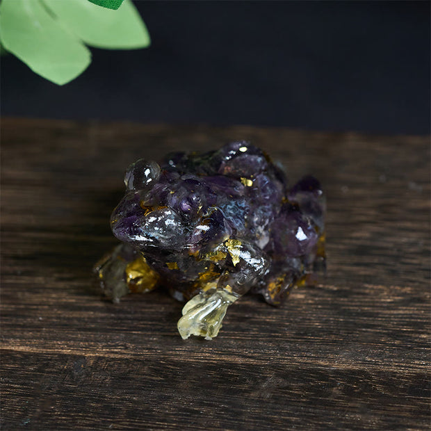 Buddha Stones Crystal Drip Resin Small Frog Passion Decoration Statue - Amethyst (65*55*38mm) - image 22