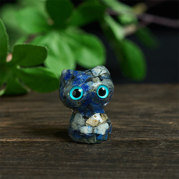 Buddha Stones Crystal Drip Resin Small Cat Purification Decoration Statue - Lazurite(34*25*22mm) - image 3