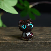 Buddha Stones Crystal Drip Resin Small Cat Purification Decoration Statue - Garnet(34*25*22mm) - image 0