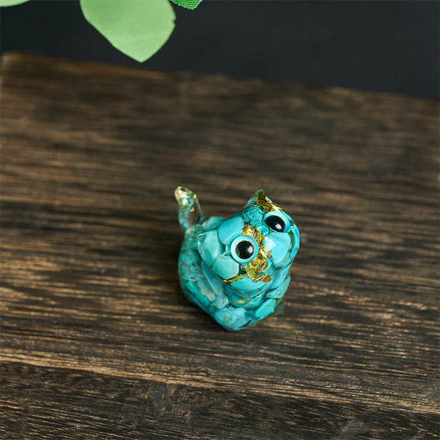 FREE Today: Strength and Protection Crystal Drip Resin Small Cat Statue Decoration - Turquoise(36*32*22mm) - image 5