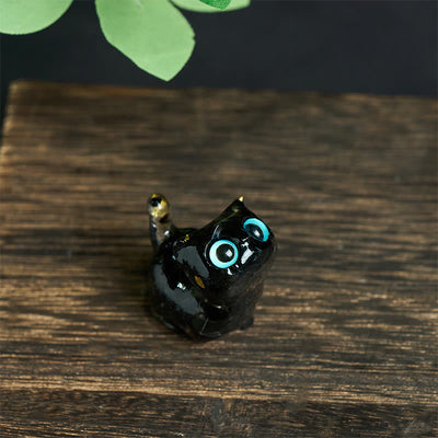 FREE Today: Strength and Protection Crystal Drip Resin Small Cat Statue Decoration - Black Obsidian(36*32*22mm) - image 0