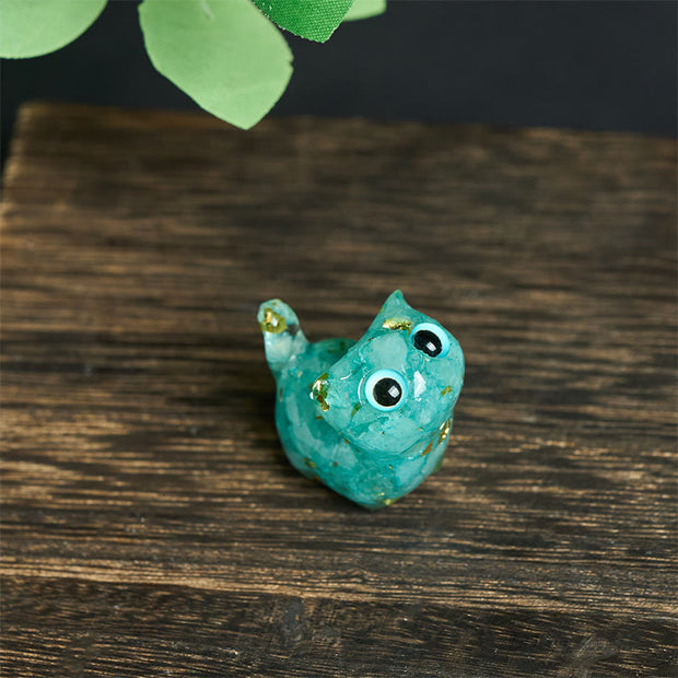 FREE Today: Strength and Protection Crystal Drip Resin Small Cat Statue Decoration - Aquamarine(36*32*22mm) - image 9