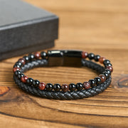 FREE Today: Fortune and Support Black Onyx Tiger Eye Titanium Steel Leather Bracelet - image 1