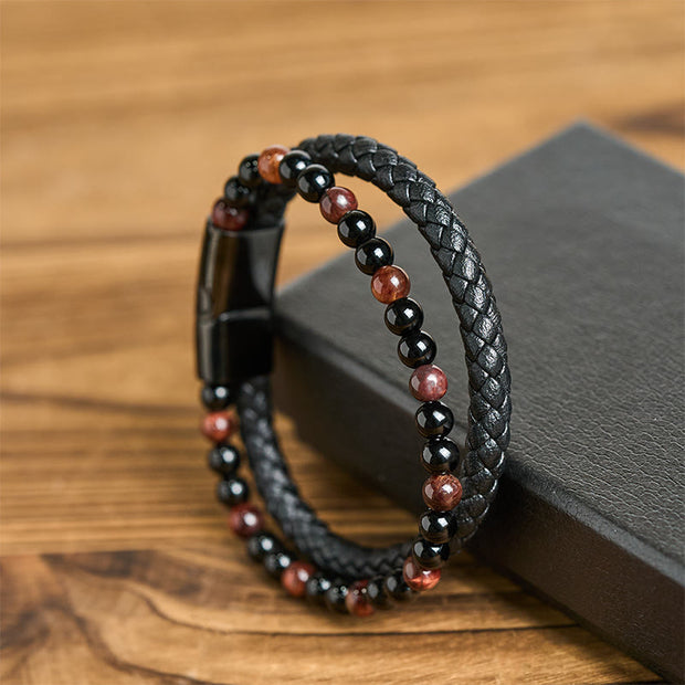 FREE Today: Fortune and Support Black Onyx Tiger Eye Titanium Steel Leather Bracelet - image 3